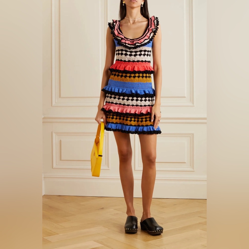 Zimmermann Tiggy Frill Multicolor Striped Mini Dress swim coverup